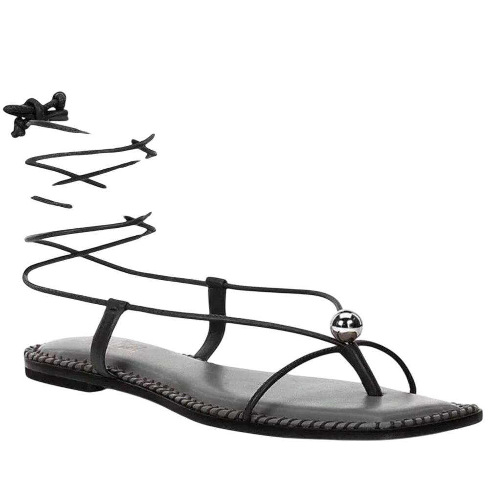 Antonio Melani The Style Bungalow Clarke Leather Stud Ankle Wrap Black Sandals 5